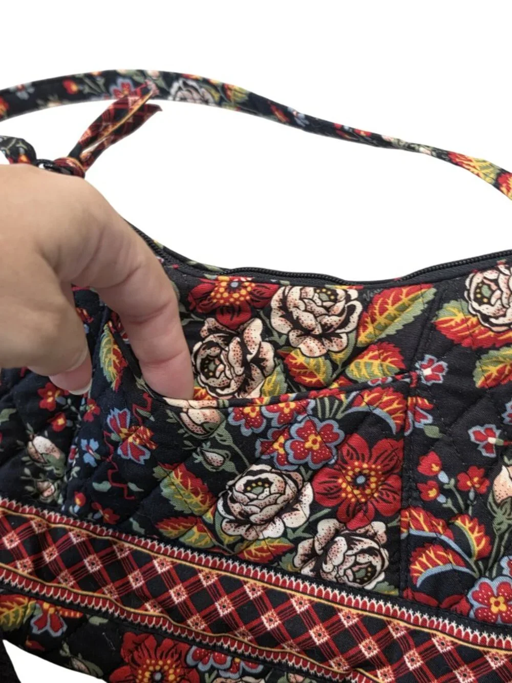 Vera Bradley Floral Quilted Shoulder Bag With Zipper Closure & Interior Pockets